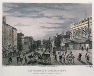 Das Gymnase Dramatique Theater, Paris, 1832 (Farbstich)